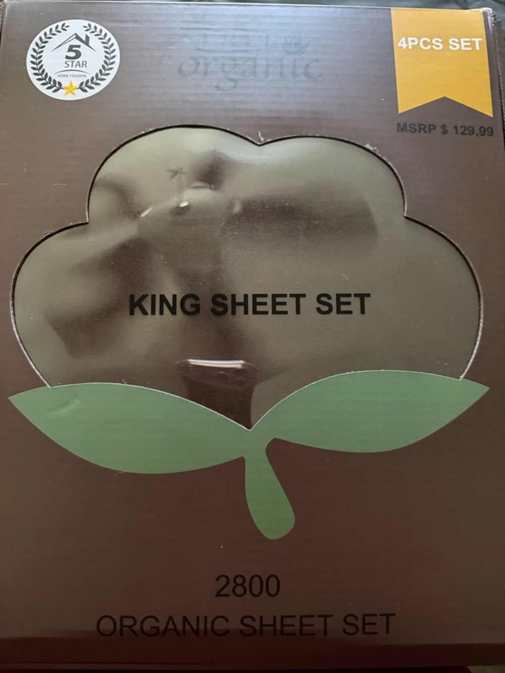 Organic King Sheet Set - 2800 Thread, Brown